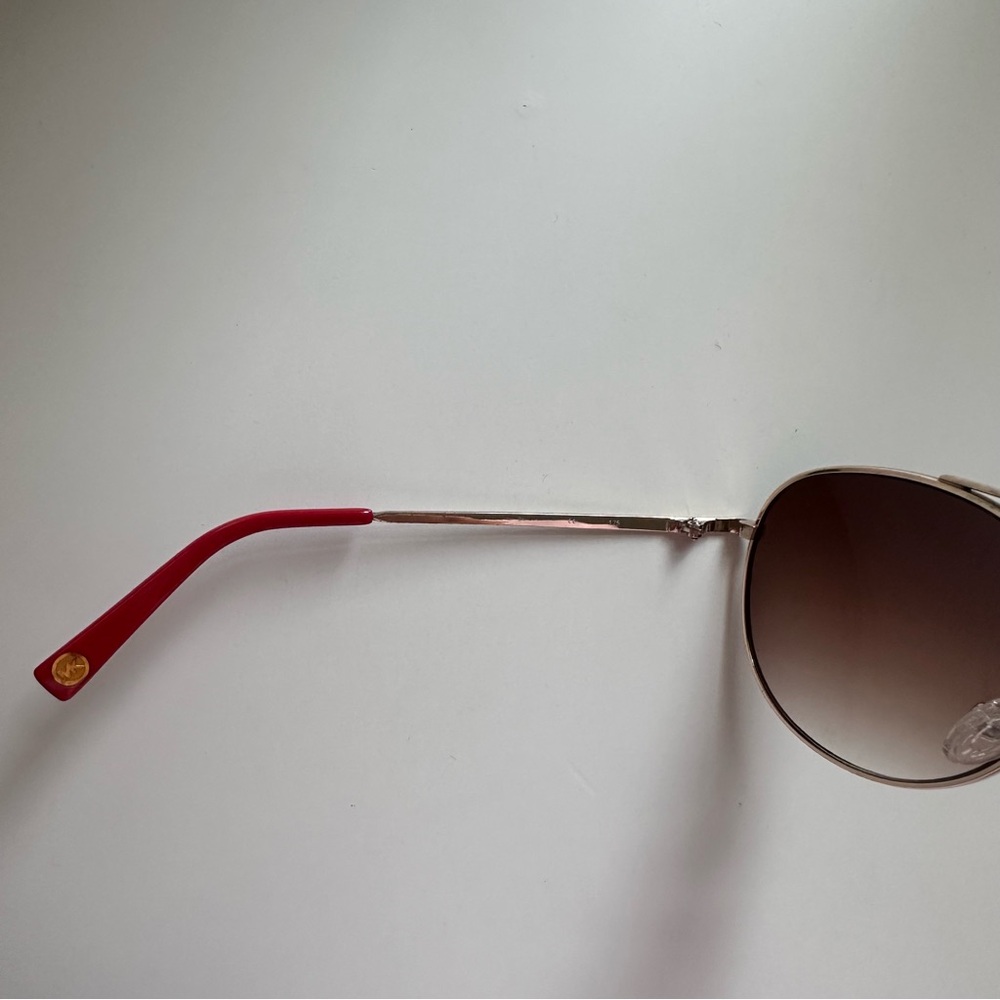 Michael Kors Gold & Red Trim Aviator Sunglasses - Picture 11 of 14